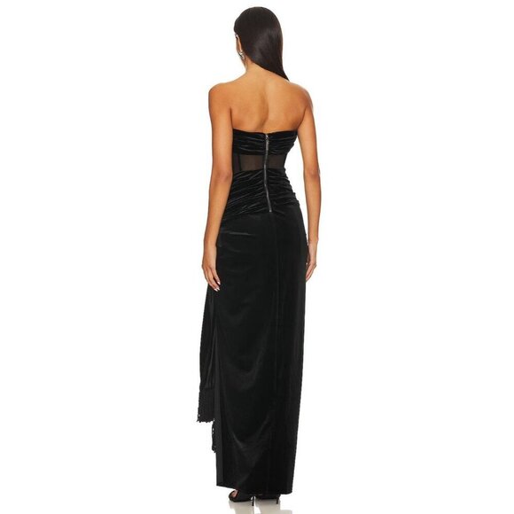Bronx and Banco Gina Gown in Black Small New Womens Velvet Long Maxi Dress - Picture 2 of 16